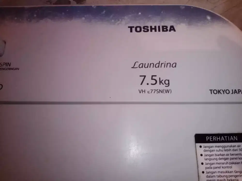 Jual mesin cuci 2 tabung bekas 7,5kg Toshiba