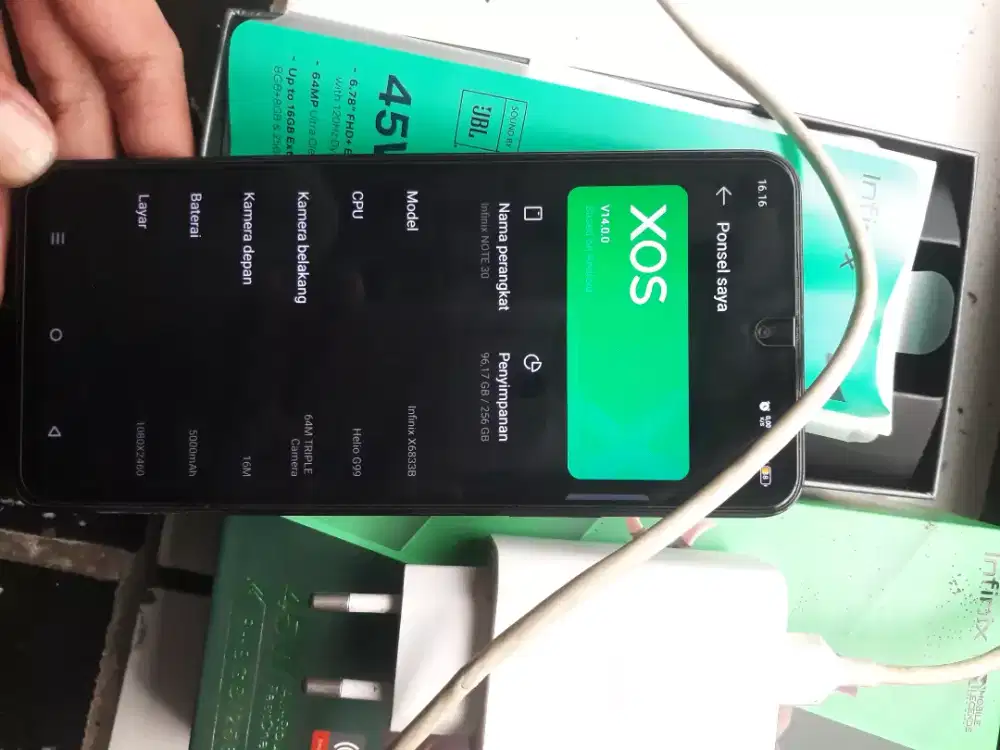 Infinix note 30 ram 8 + 8 Gb , internal 256 Gb