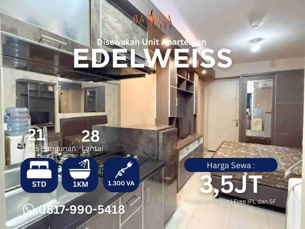 Sewa studio furnished apartment Bassura City tower Edelweiss