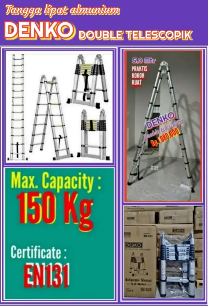 Tangga lipat double TELESCOPIK 5.0 Mtr.