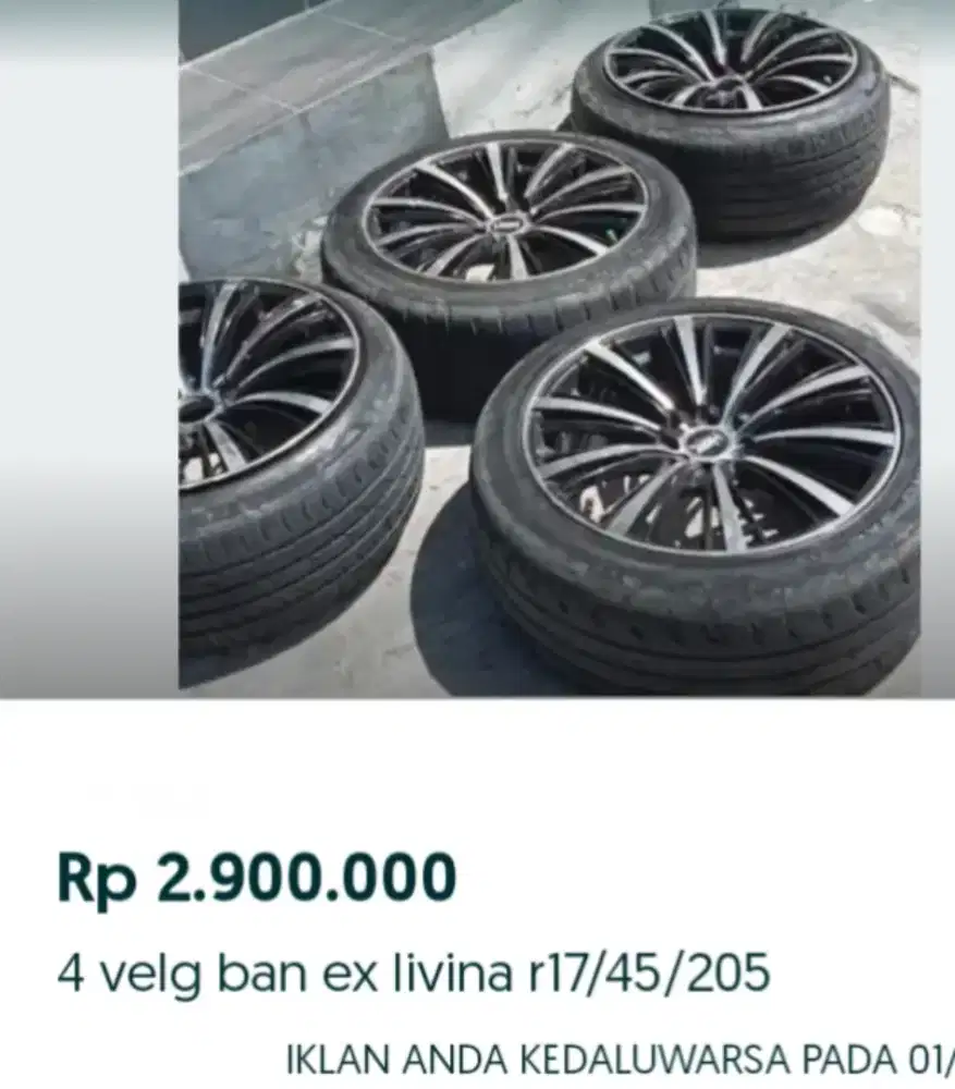 4 velg ban r 215/45/17. Ex livina
