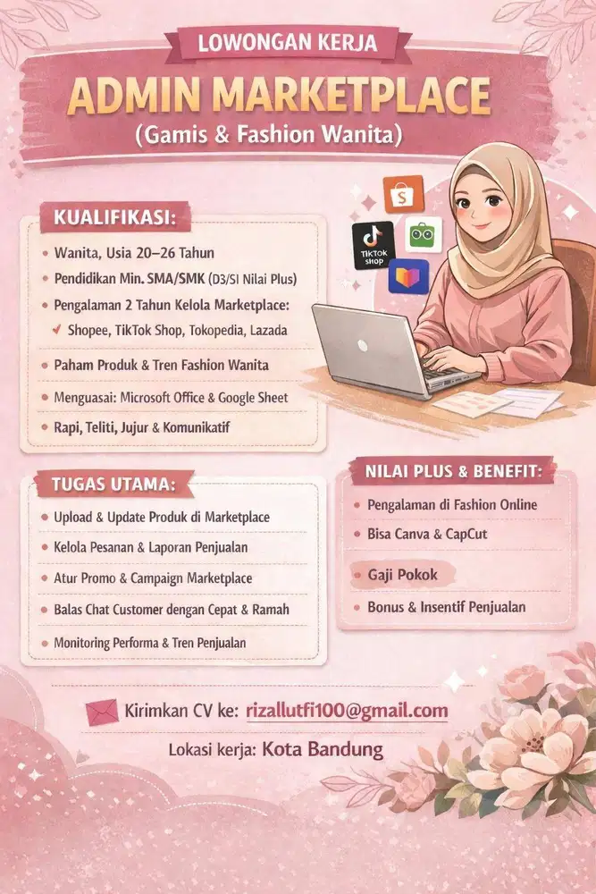 Dicari Admin Marketplace Khusus Wanita