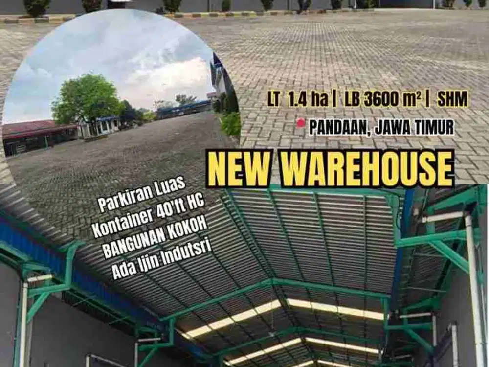 DIJUAL/DISEWAKAN TANAH BANGUNAN KOMERSIAL PABRIK PANDAAN PARKIRAN LUAS STRATEGIS