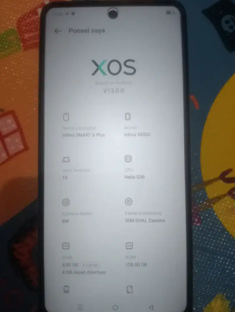 Infinix semat 8 plus ram 4+4/128 gb
