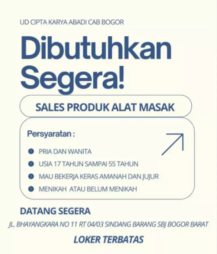 LOWONGAN KERJA BOGOR/LOKER BOGOR