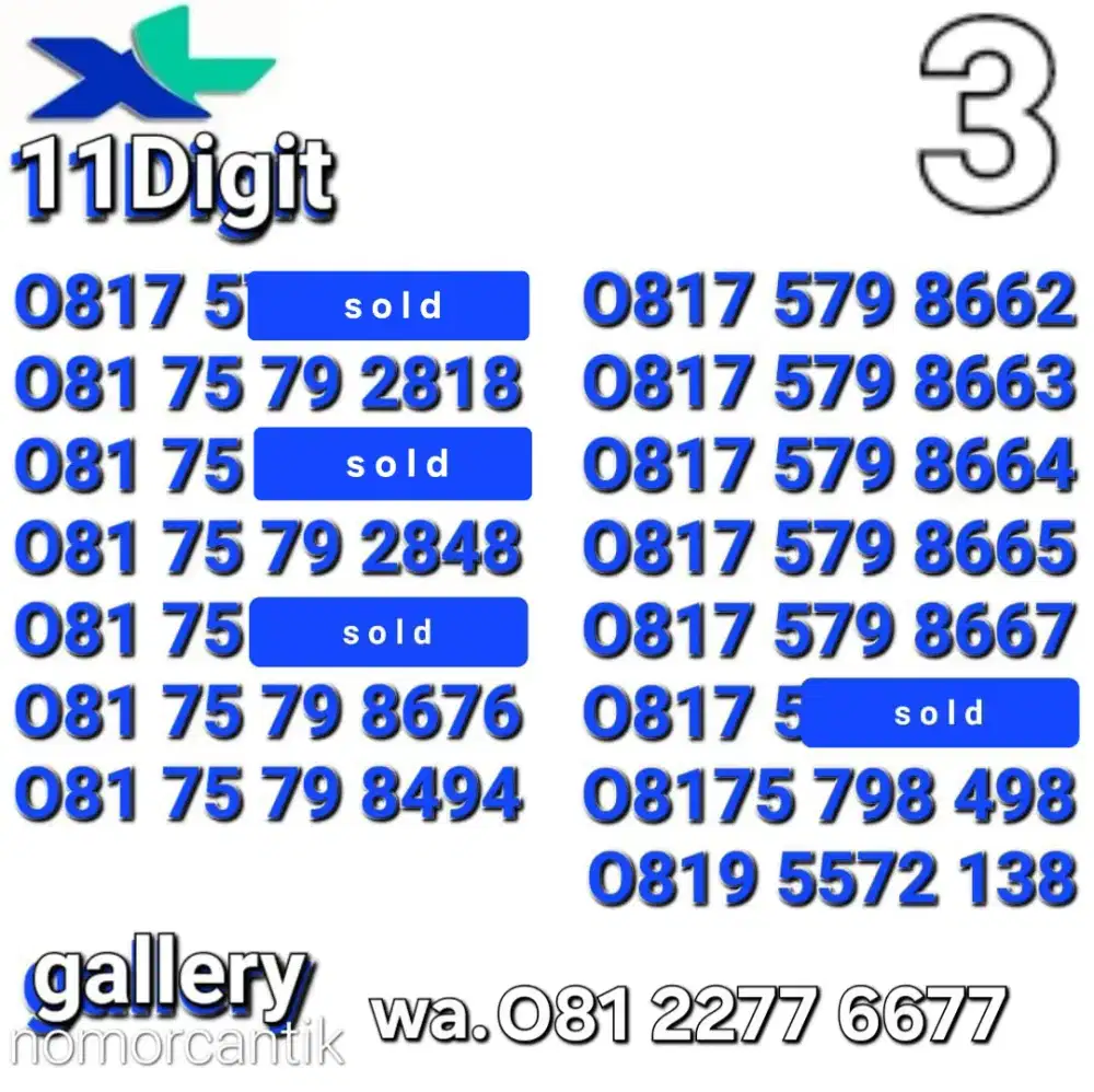 Nomor perdana xl 11digit