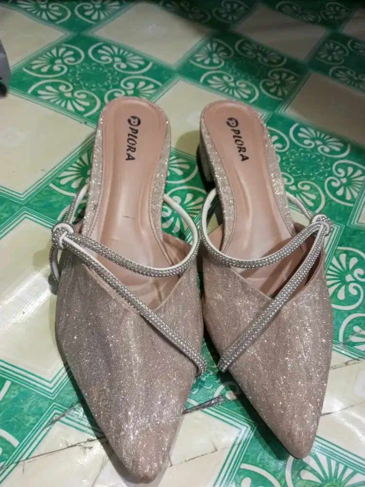 SEPATU SLOP MULES WANITA PEDRO CHARLES KEITH SIZE 41 EMERALD TITANIUM