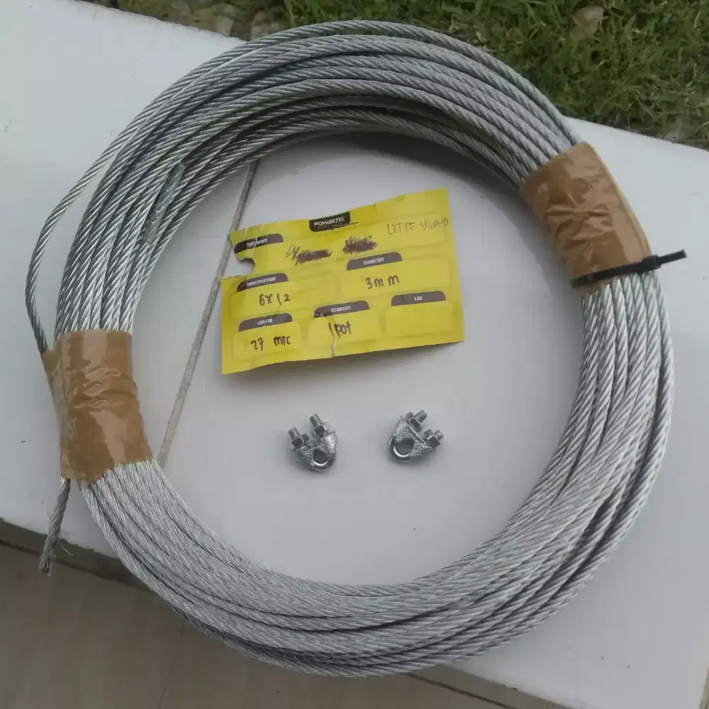 Kawat Sling Baja 3 mm Galvanized 6x12 Seling Tali Tambang Besi Baja