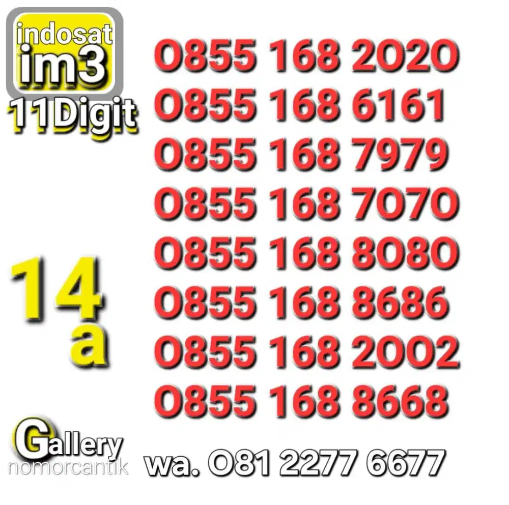 Nomor im3 11digit 168 abab
