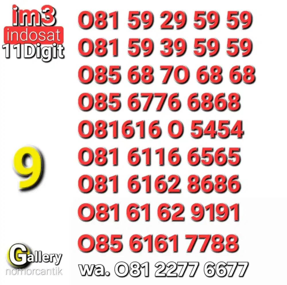 Nomor indosat im3 11digit abab