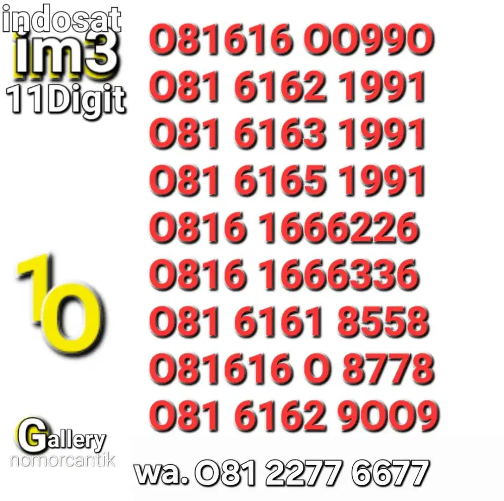 Nomor im3 11digit seri abba