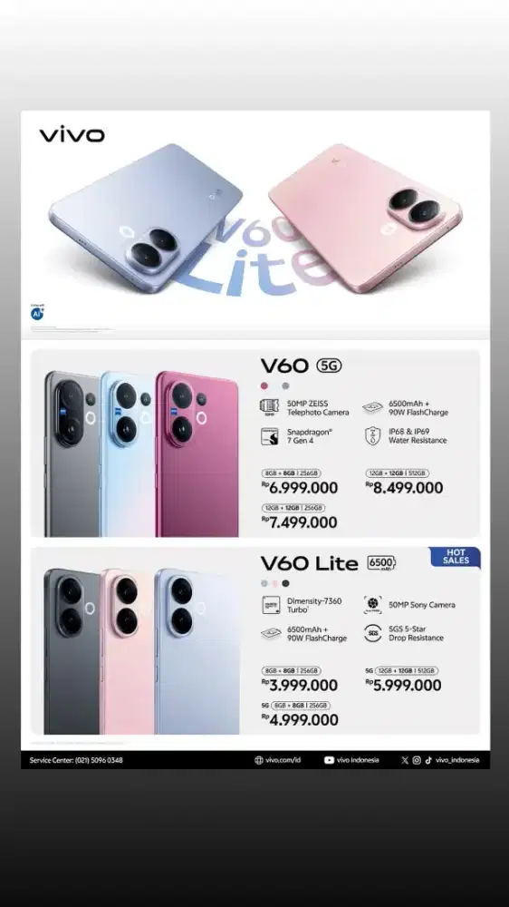 Vivo v60 batera 6500MAH