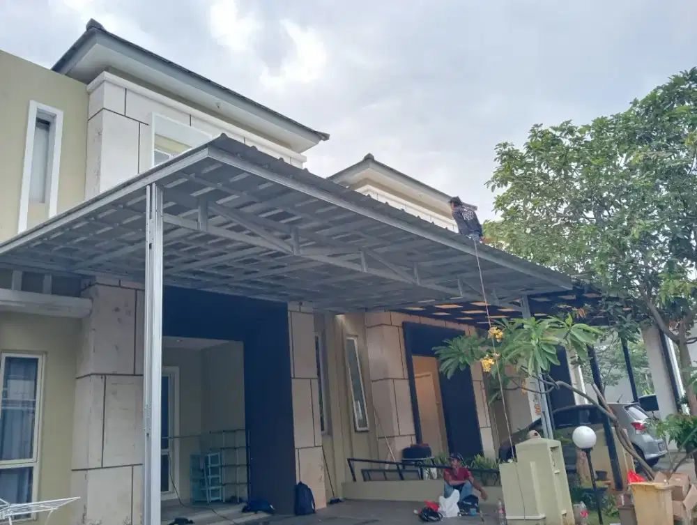 Kanopi bajaringan atap sepandek polos