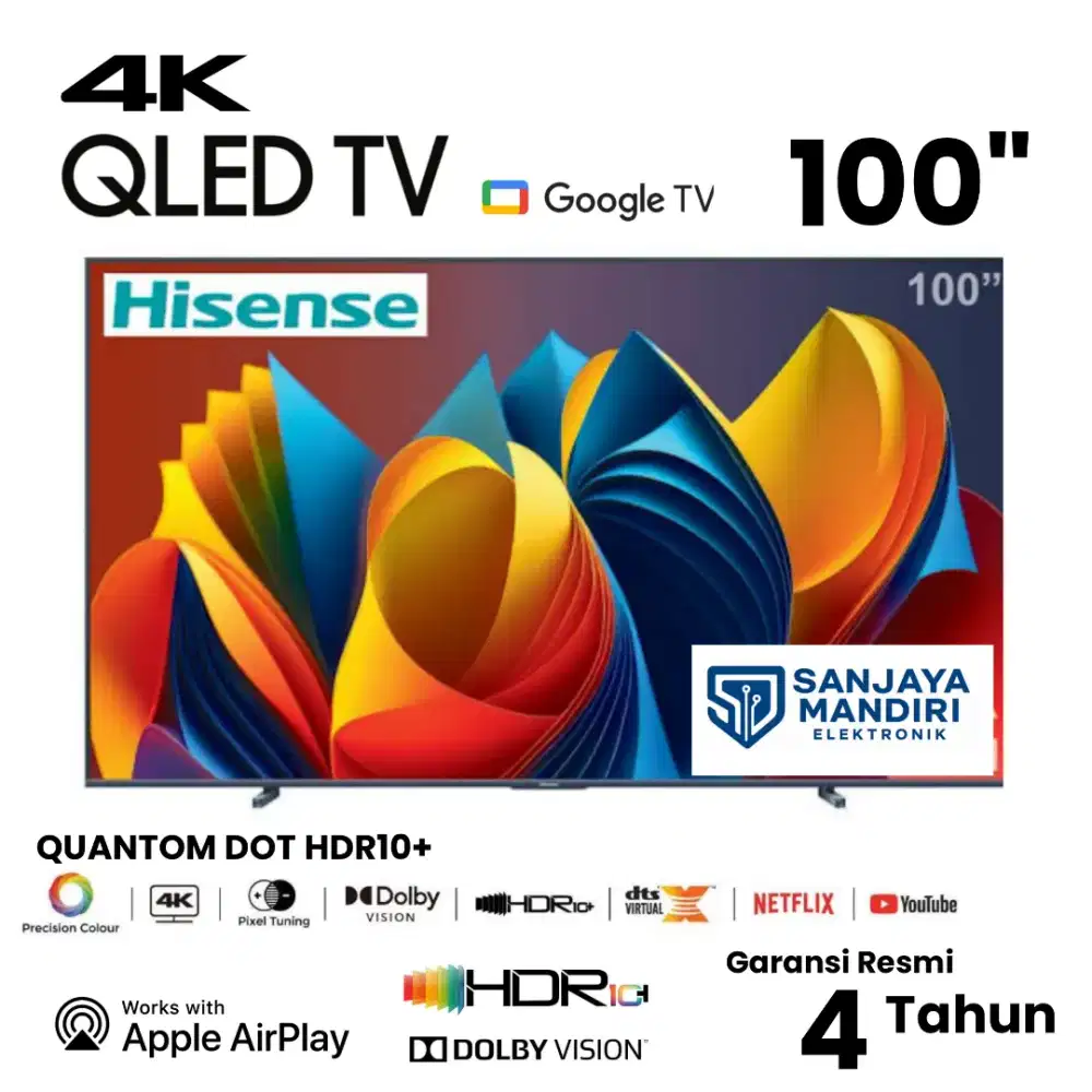HISENSE QLED 4K Google TV 100 Inch QuantumDot HRD10+ 100Q6N DolbyAtmos