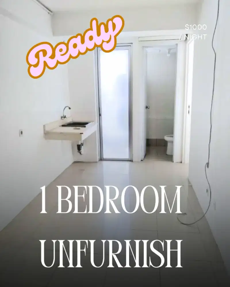 Sewakan Tahunan 1 Bedroom Unfurnished Kosongan Apartemen Bassura City