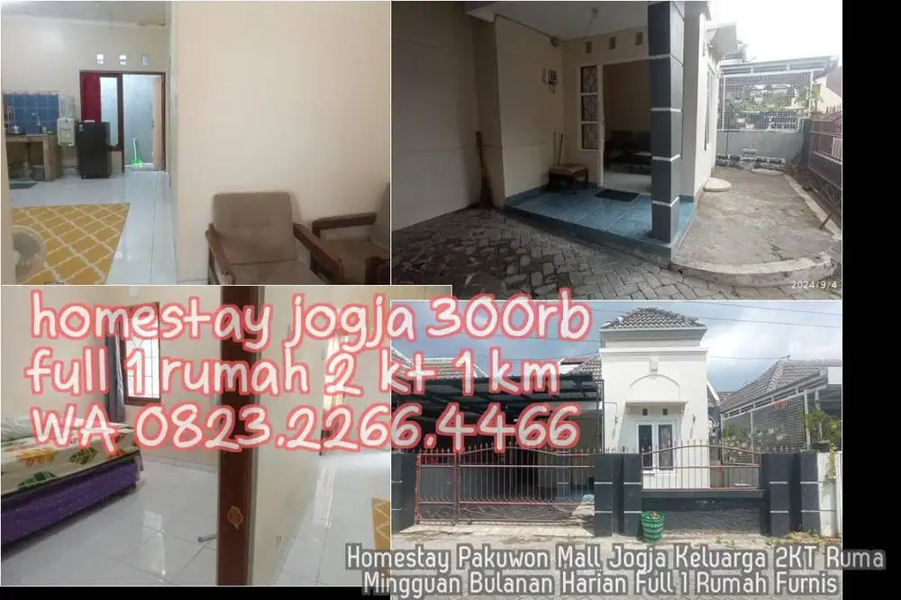 Homestay Pakuwon Mall Jogja Keluarga 2KT Ruma  Mingguan Bulanan Harian