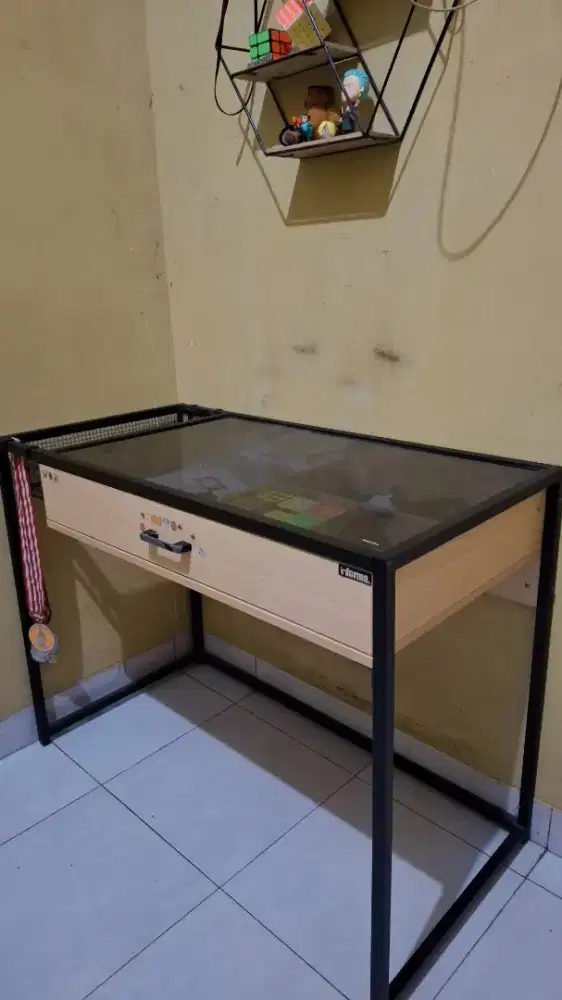 Meja Informa Belajar / Kantor + Laci & Rak Samping (100 x 50)
