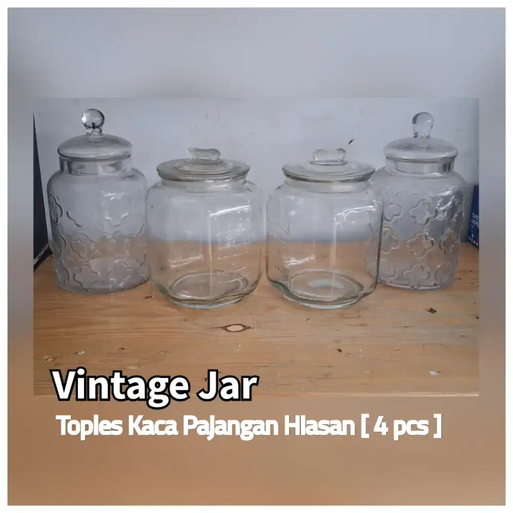 Toples Kaca Vintage Jar Pajangan Hiasan ( 4 pcs )