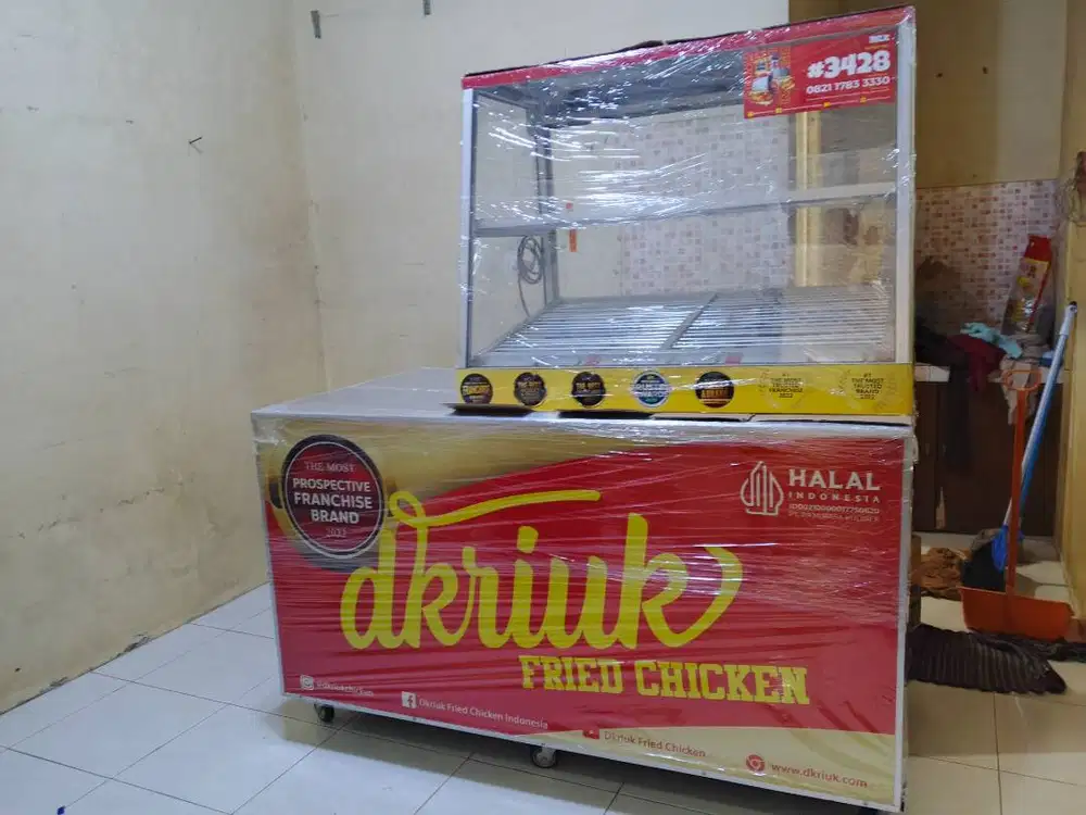 Gerobak / Etalase Makanan Stainless Steel Display Warmer | Ayam Crispy