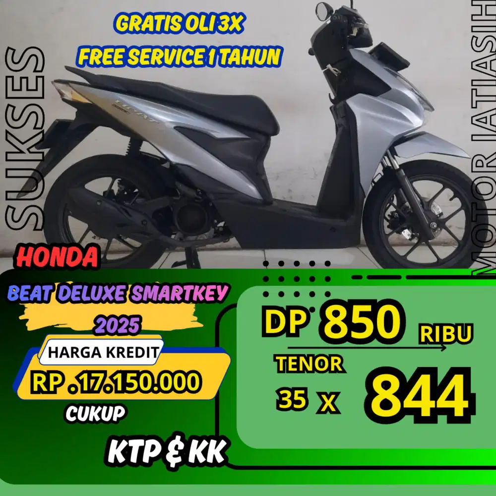 Dp murah honda beat deluxe smartkey 2025 dp 850 ribu bisa cash/kredit