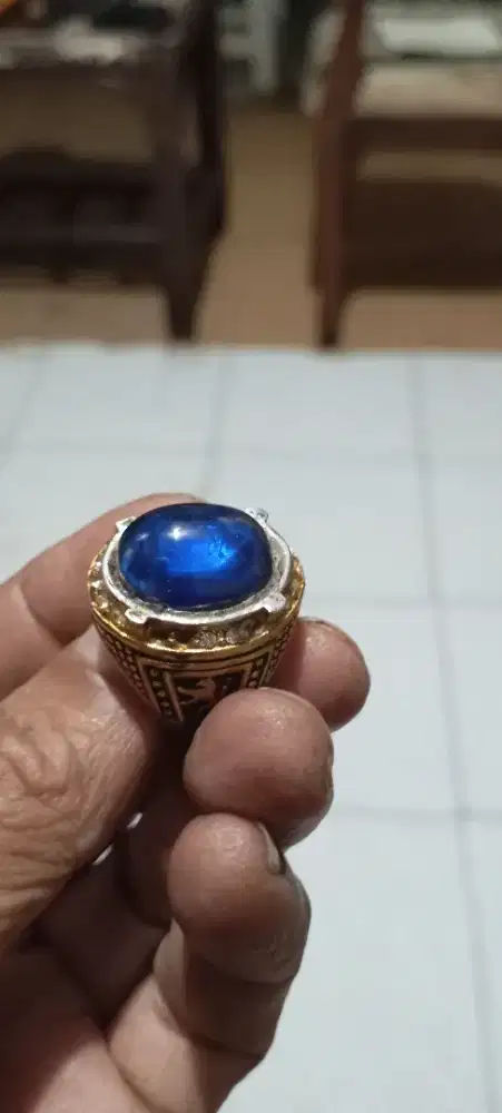 Jual batu blue safir ikatan ring 9 apa adanya