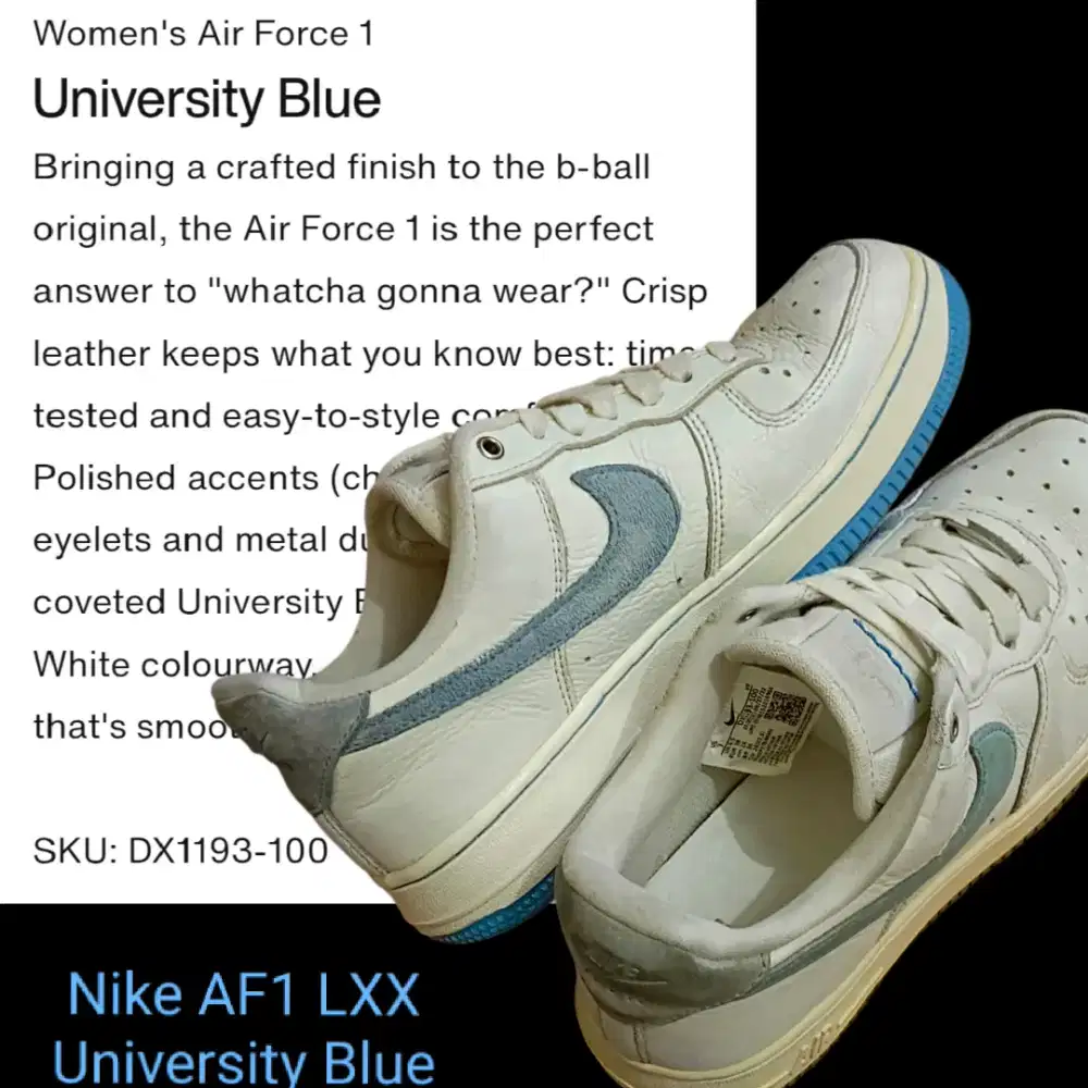 AF1 LXX University blue size 38/24cm