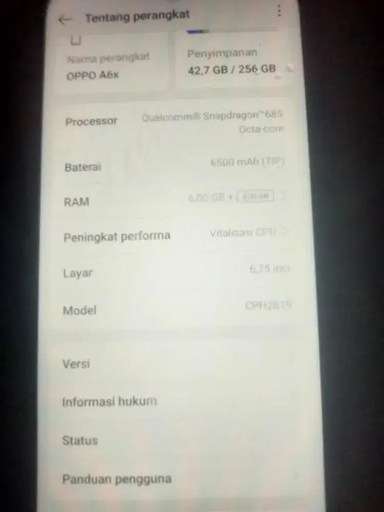 OPPO A6X Ram 6+4/256GB