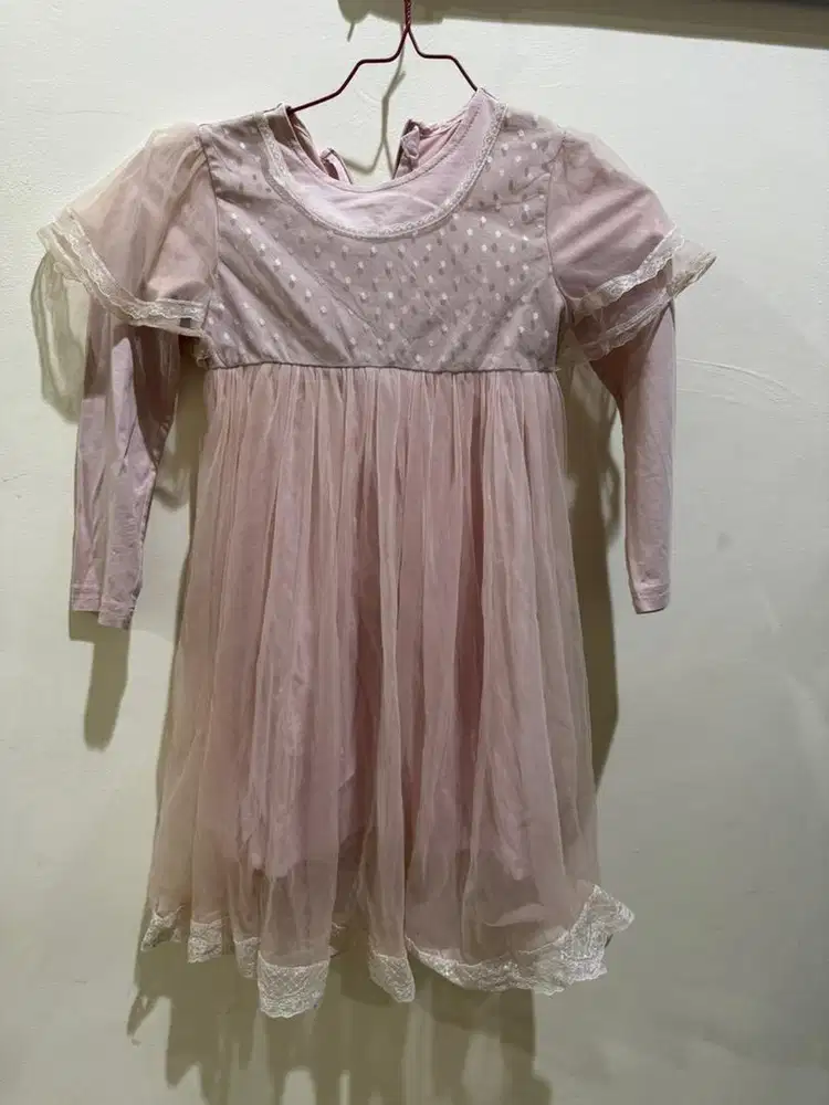 Dress Pink Lengan Panjang anak Preloved (mini fruits Kids)