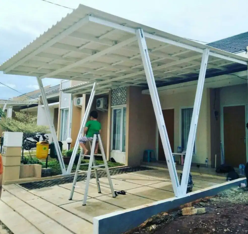 Kanopi baja ringan rangka baja ringan dan plafon pvc dll