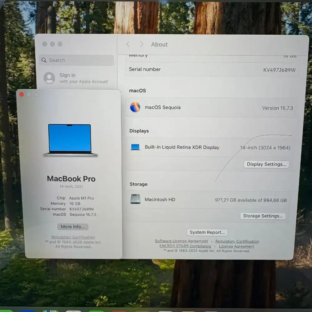 Macbook M1 pro 14 inch Ram 16 Ssd 1 Tb ull set buat desain silver