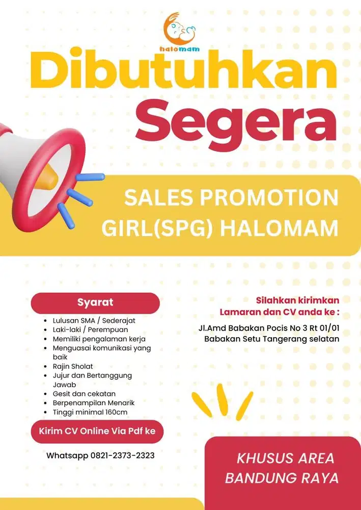 Lowongan SPG/SPB HALOMAM BANDUNG