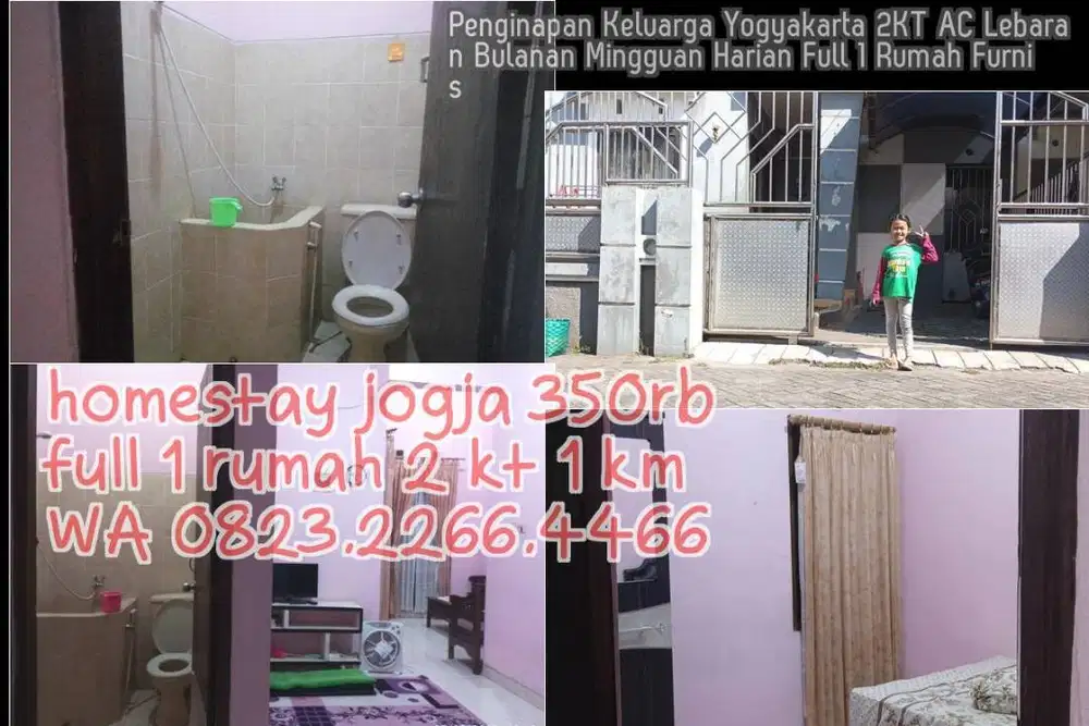 Penginapan Keluarga Yogyakarta 2KT AC Lebaran Bulanan Mingguan Harian