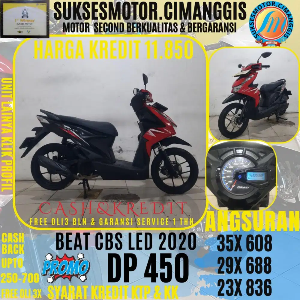 DP 450 BEAT CBS LED CASHBACK UPTO 700 RIBUAN TERMURAH FREE OLI3X