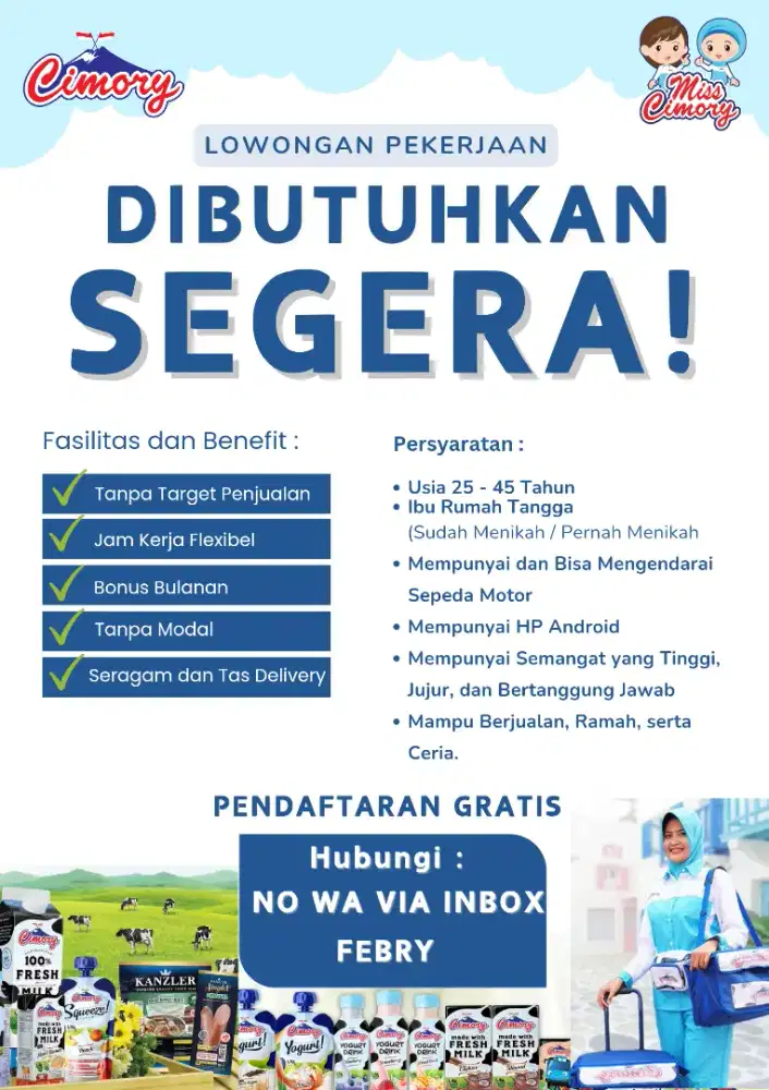 Lowongan kerja sales ( miss cimory )