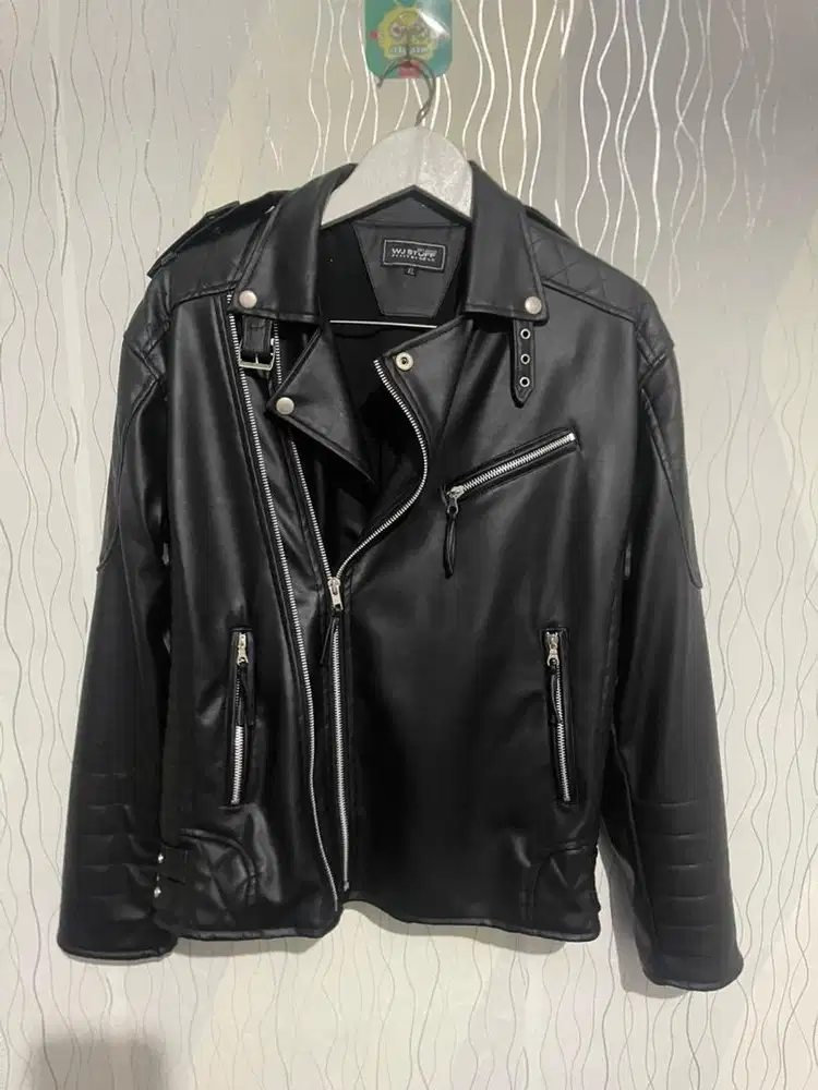 leather jaket size XL-fit warna coffee