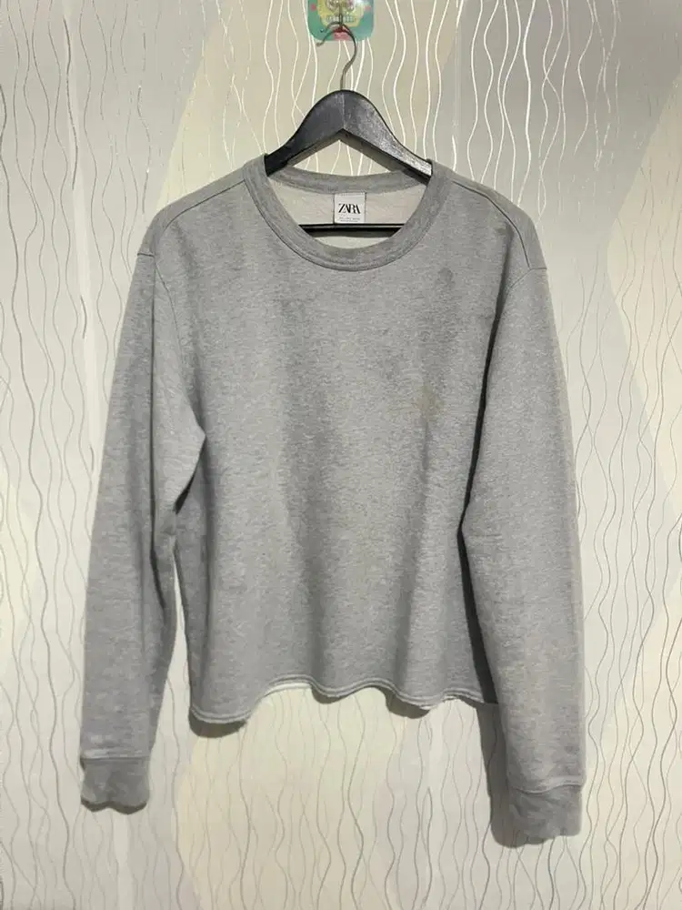 zara crewneck sweater crop pria