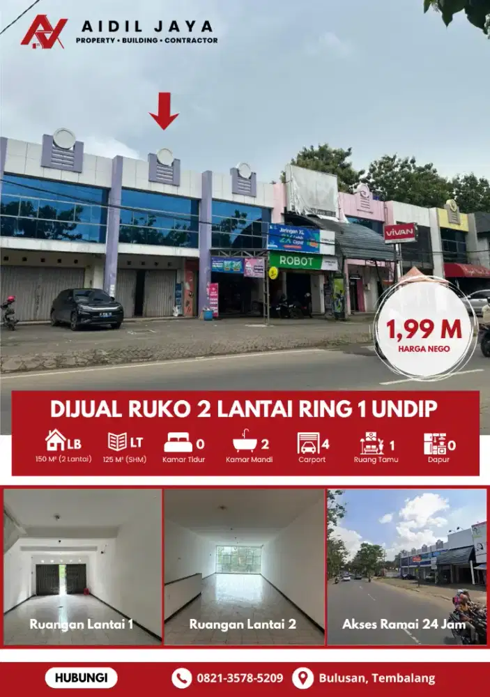 Dijual Ruko 2 Lantai Dekat UNDIP Tembalang