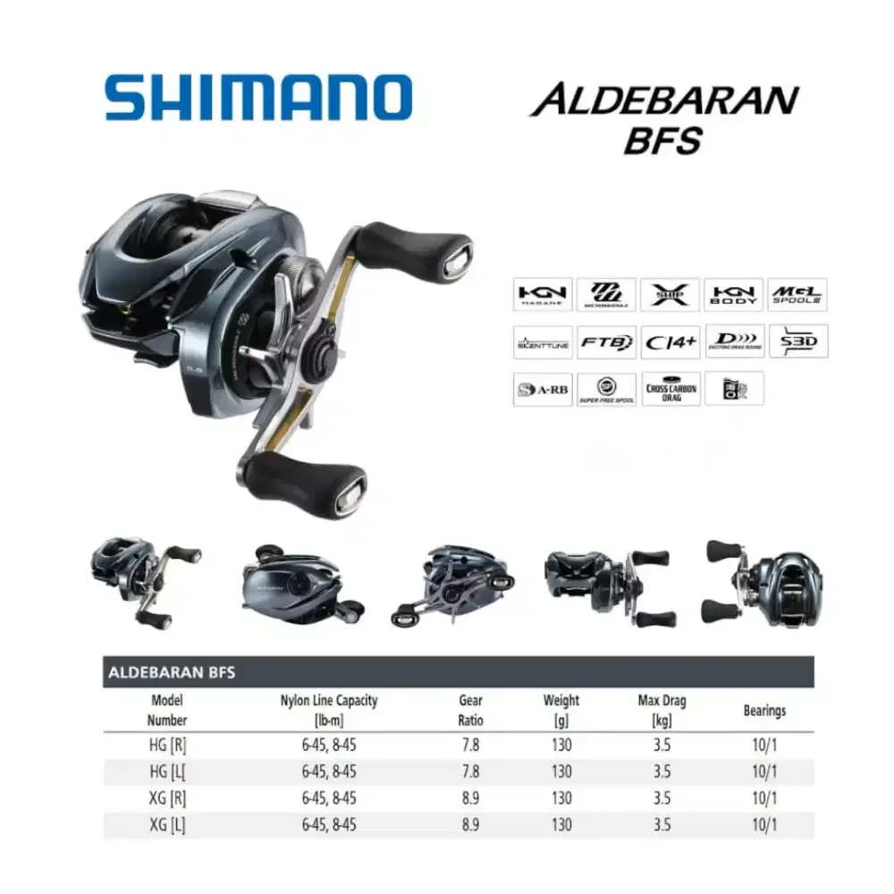 Reel Shimano Aldebaran BFS XG | Baitcasting [22] (COD Jakarta/shopee)
