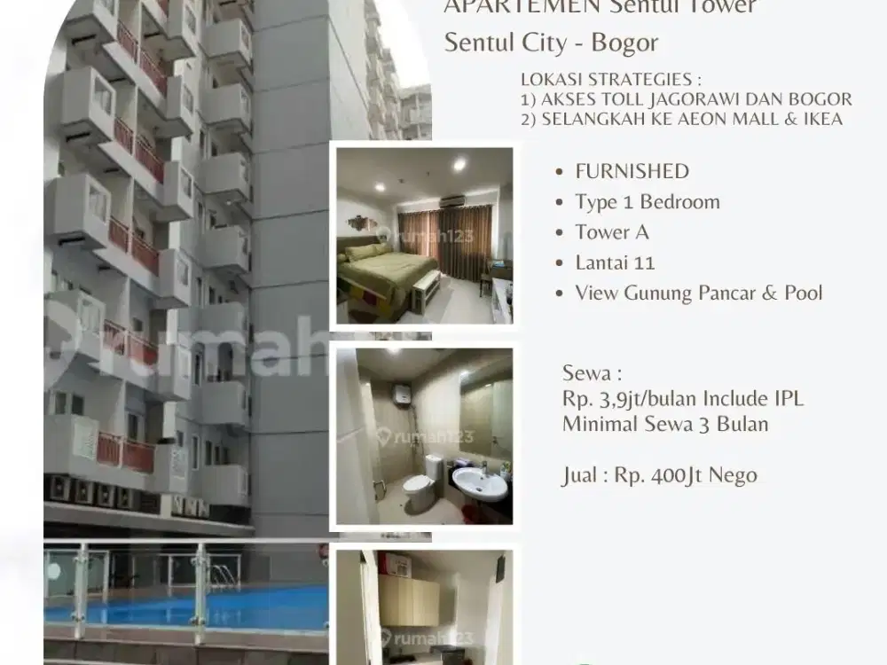 Apartement Sentul Tower 1BR Full Furnished di Sentul City Bogor