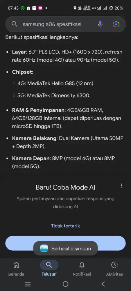 Samsung a06 bekas