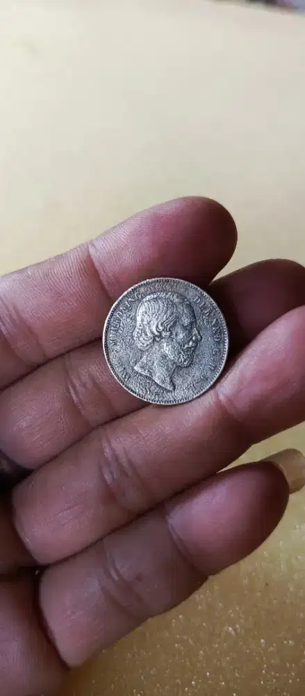 Koin perak Willem setengah gulden jadul kuno dan antik