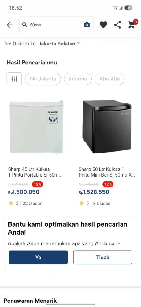 Ready stok kulkas sharp portable