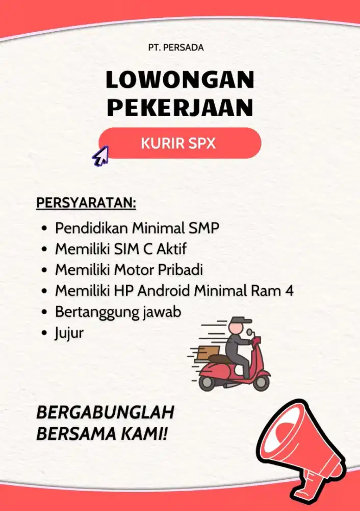 Lowongan kerja Kurir Spx