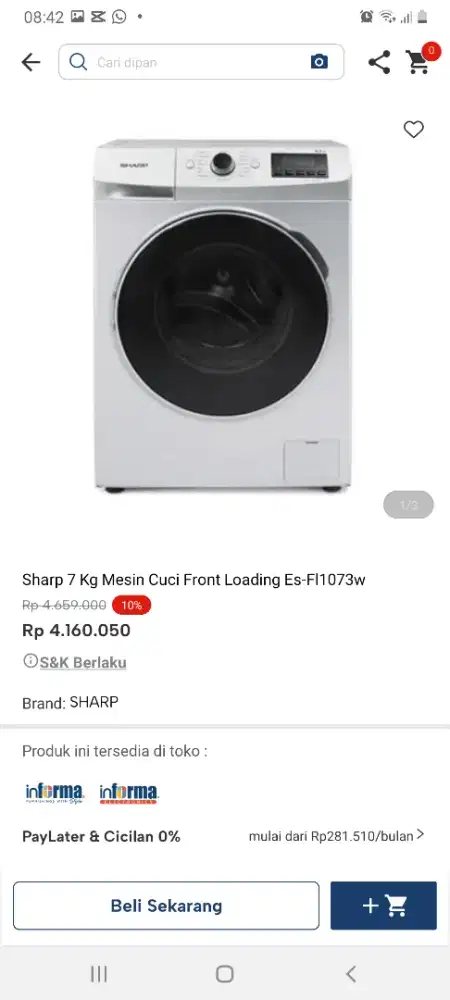 Sharp.mesin cuci frontloading