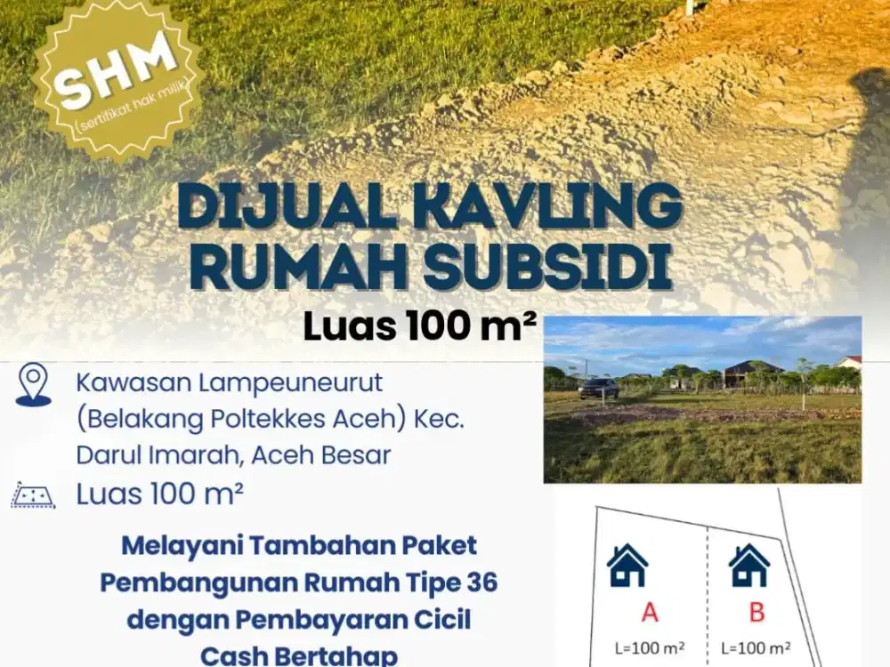 Dijual Kavling Rumah Subsidi – SHM | Lampeuneurut, Aceh Besar