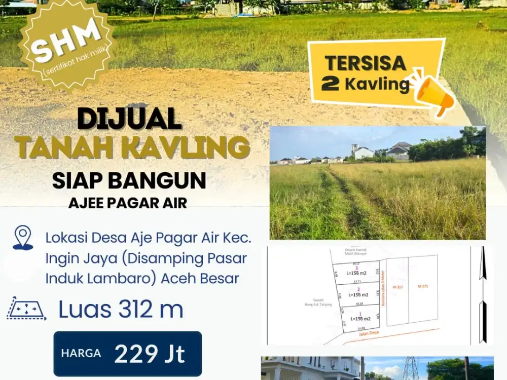 Dijual Tanah Kavling Siap Bangun – SHM | Ajee Pagar Air, Aceh Besar