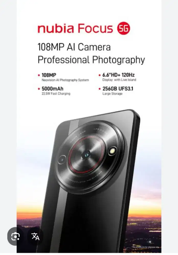 Nubia vocus pro 5G ram 8+12 per 256 batre 5000mah kamera 1o8mp