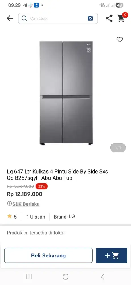 Lg 647 ltr kulkas 4 pintu sxs