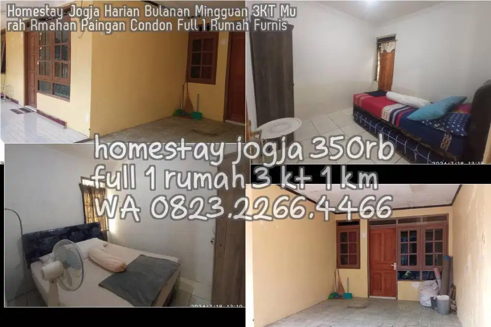 Homestay Jogja Harian Bulanan Mingguan 3KT Murah Rmahan Paingan Condon