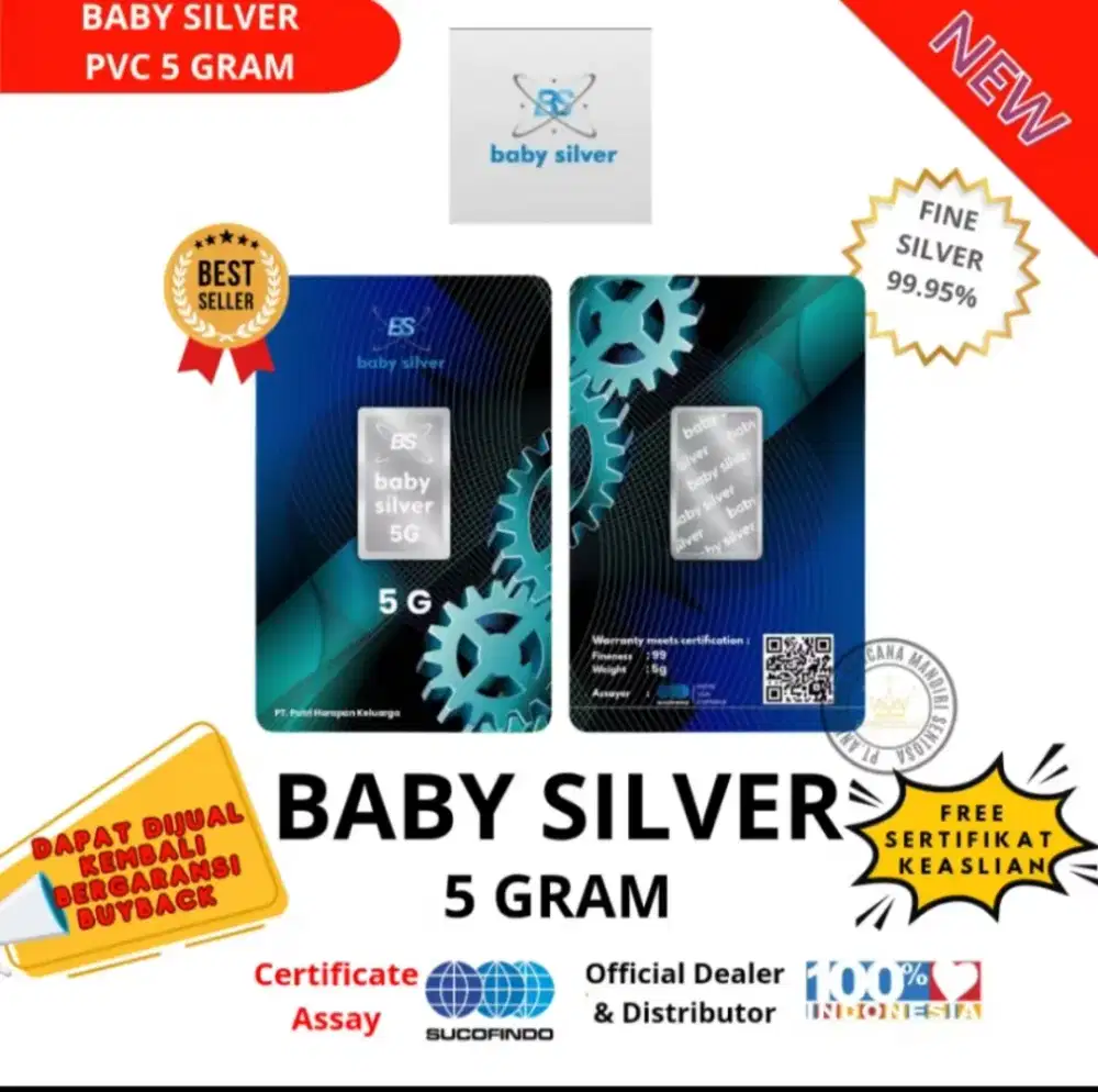 Perak batangan baby silver @5gr 325rb Promo minimal 3 biji